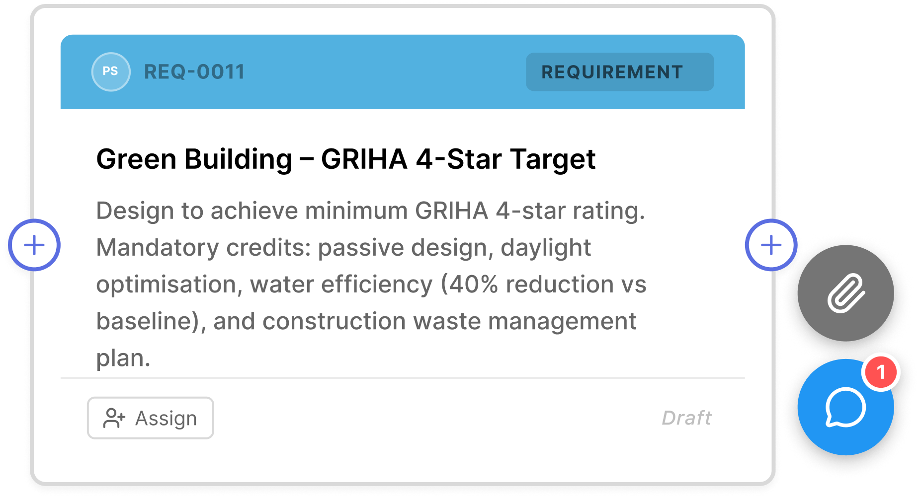 Requirement card in Naavek